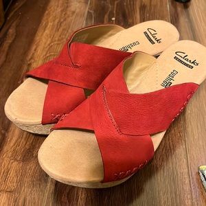 Clarks Red Wedges Size 5